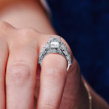 Three Row Emerald Cut Diamond Ring