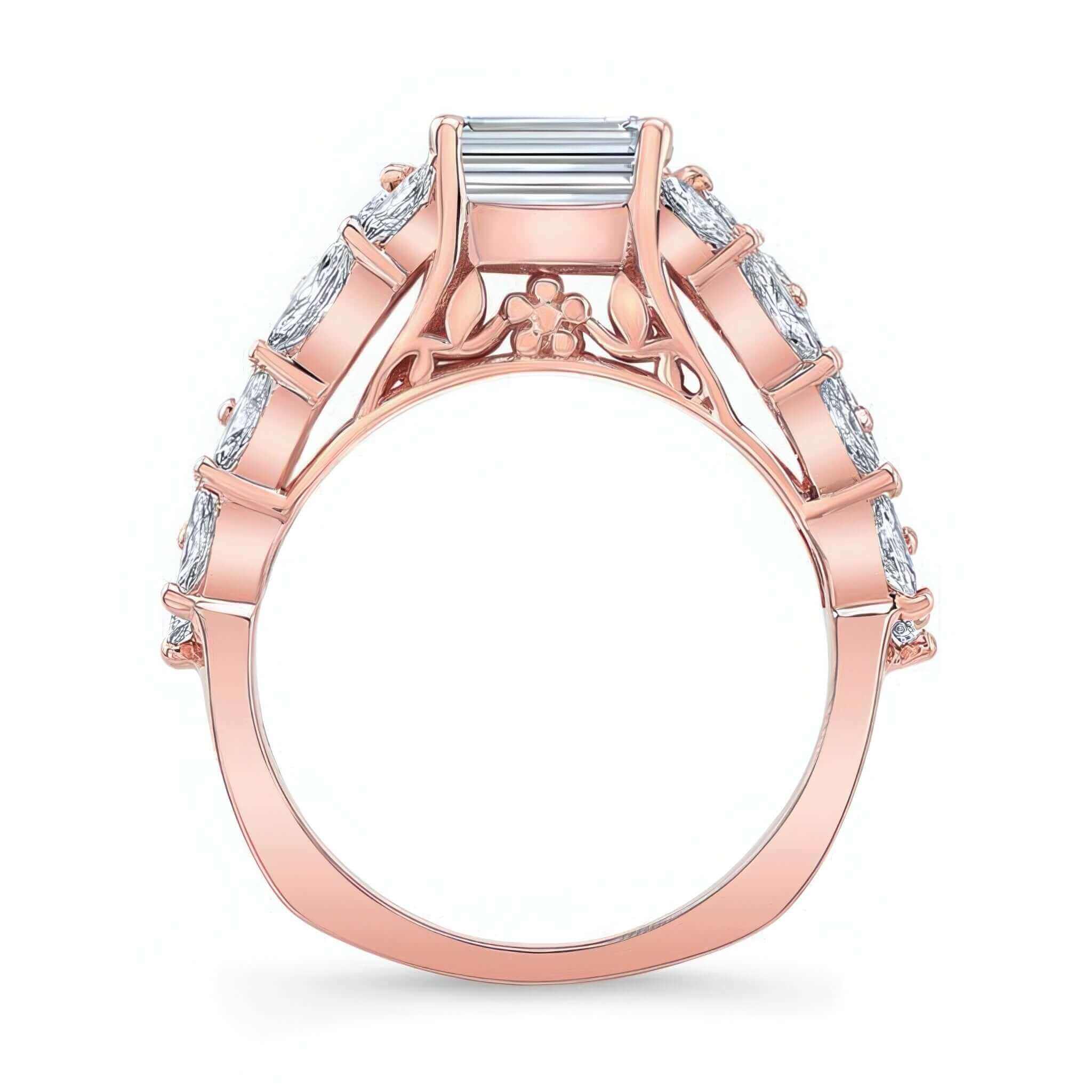 Three Row Emerald Cut Diamond Ring