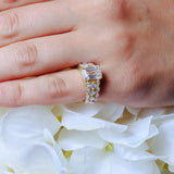 Three Row Emerald Cut Diamond Ring