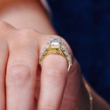 Three Row Emerald Cut Diamond Ring