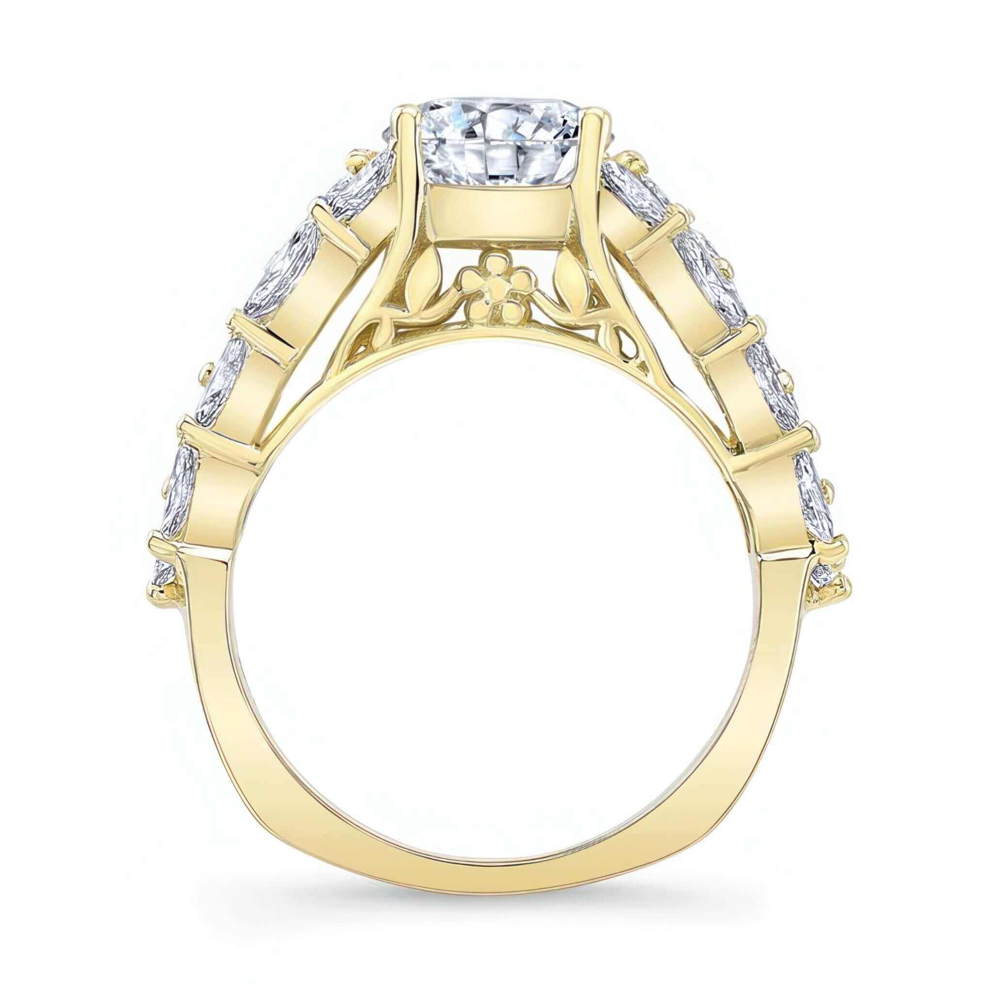 Three Row Diamond Moissanite Ring