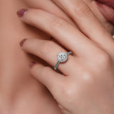 Round Halo Blue Diamond accent Ring