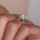 Round Halo Blue Diamond accent Ring