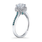 Round Halo Blue Diamond accent Ring