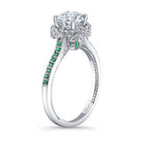 Round Halo Emerald accent Ring