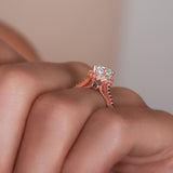 Round Halo Blue Diamond accent Ring