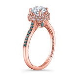 Round Halo Blue Diamond accent Ring