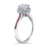Round Halo Ruby accent Ring