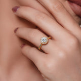 Round Halo Blue Diamond accent Ring