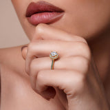 Round Halo Blue Diamond accent Ring