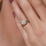 Round Halo Blue Diamond Accent Wedding Set