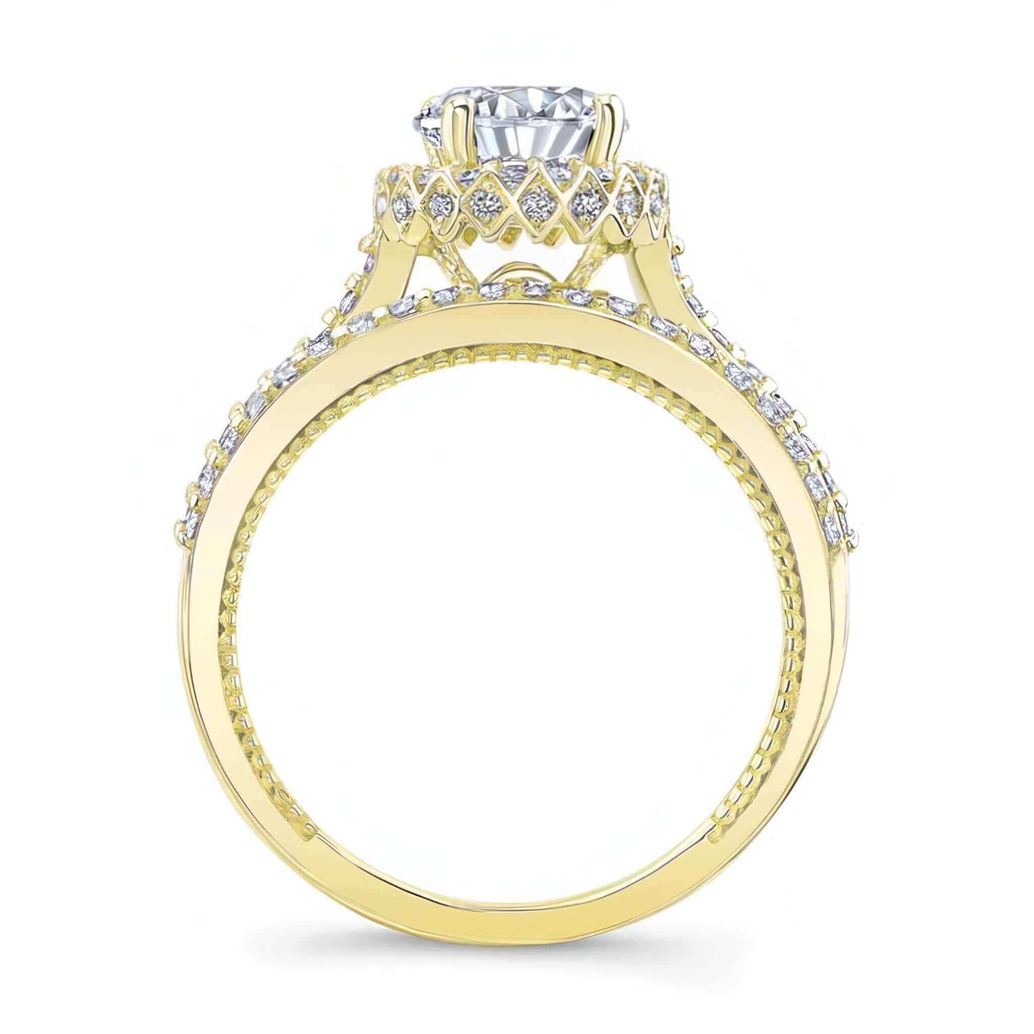 Round Halo Moissanite Wedding Set