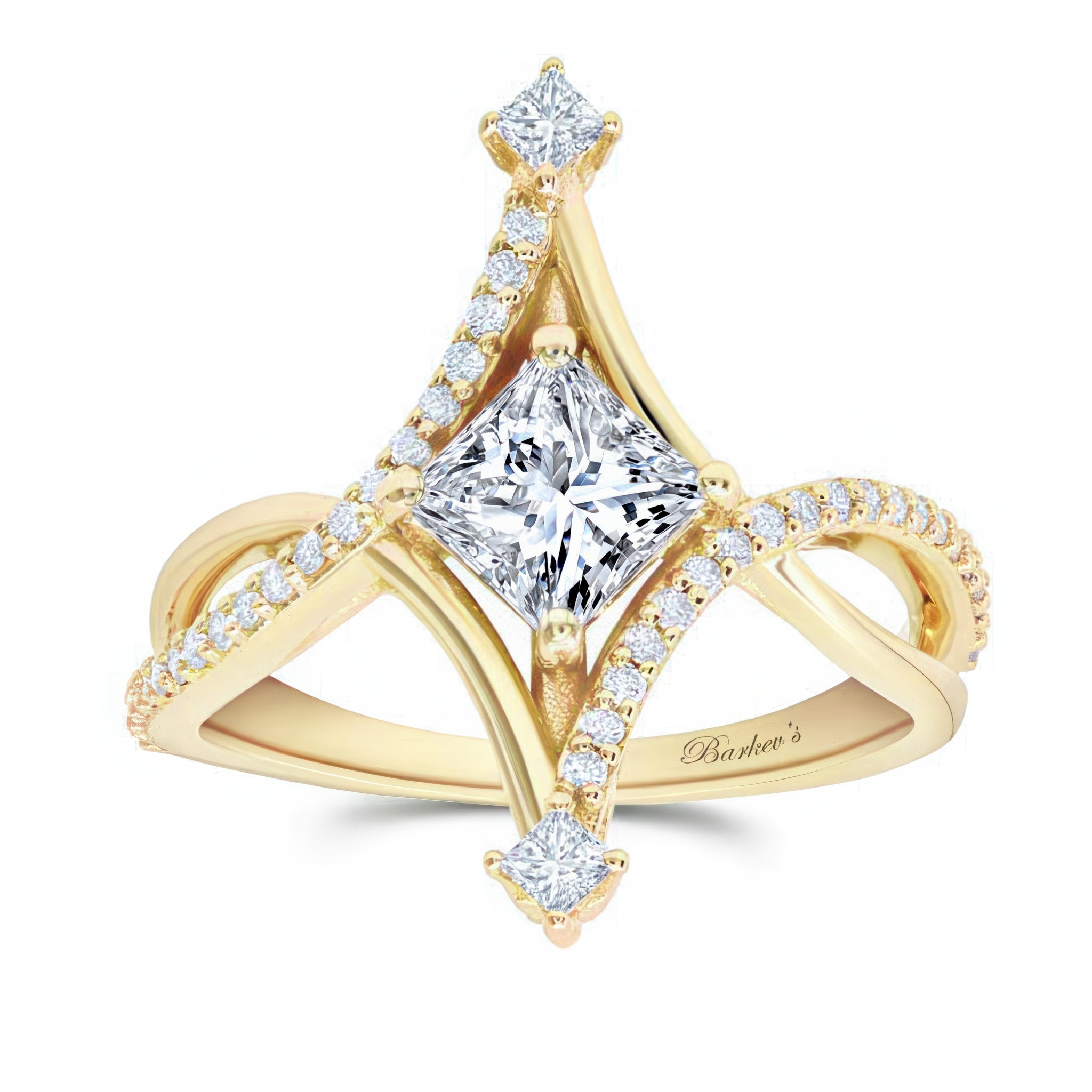 Unusual Princess Cut Engagement Ring