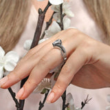 Black Diamond Accent Teardrop Ring