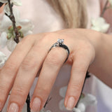 Black Diamond Accent Teardrop Ring