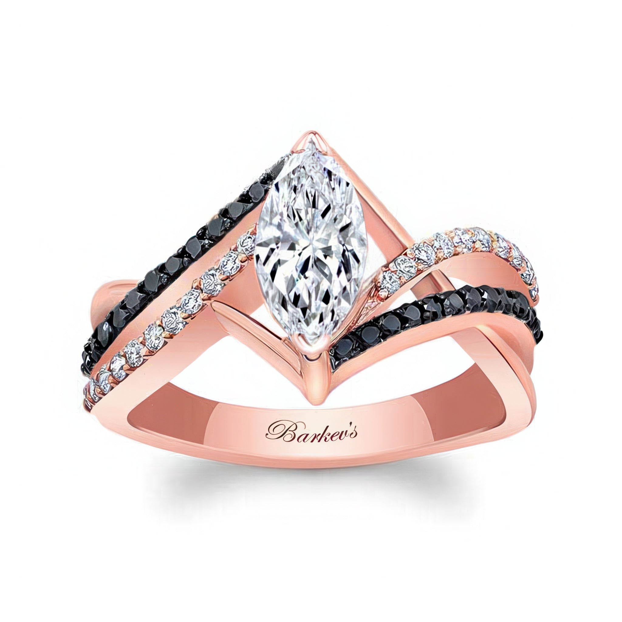 Black Diamond Accent Marquise Moissanite Ring