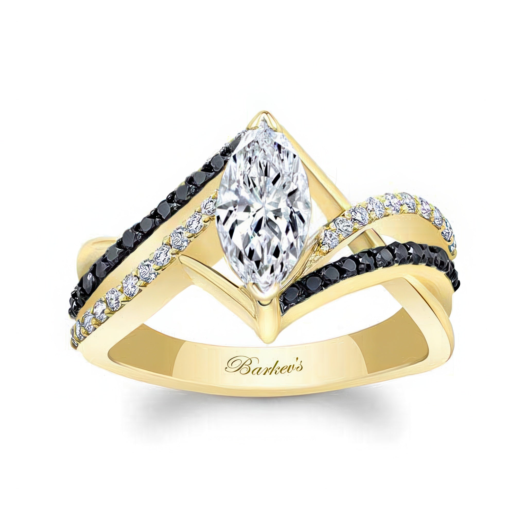 Black Diamond Accent Marquise Moissanite Ring
