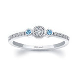 Mia Three Stone Aquamarine Diamond Promise Ring