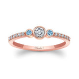 Mia Three Stone Aquamarine Diamond Promise Ring