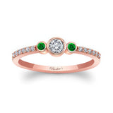 Mia Three Stone Emerald Diamond Promise Ring
