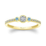 Mia Three Stone Aquamarine Diamond Promise Ring