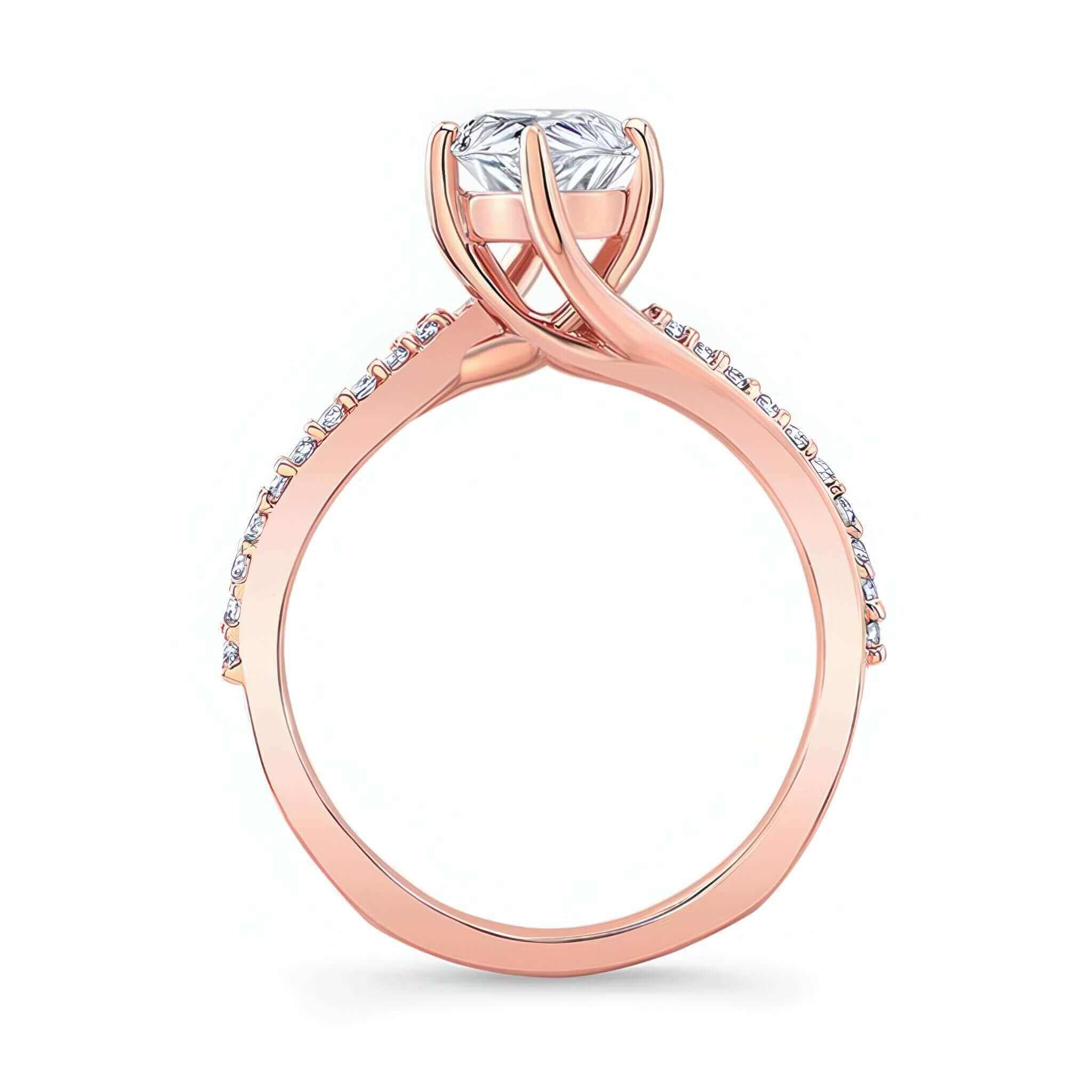 Pear Shaped Engagement Ring With Twisted Band showcasing a pear center stone and twisted band design with diamond accents.