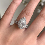 Eva 2 Carat Pear Shaped Moissanite Halo Ring Set