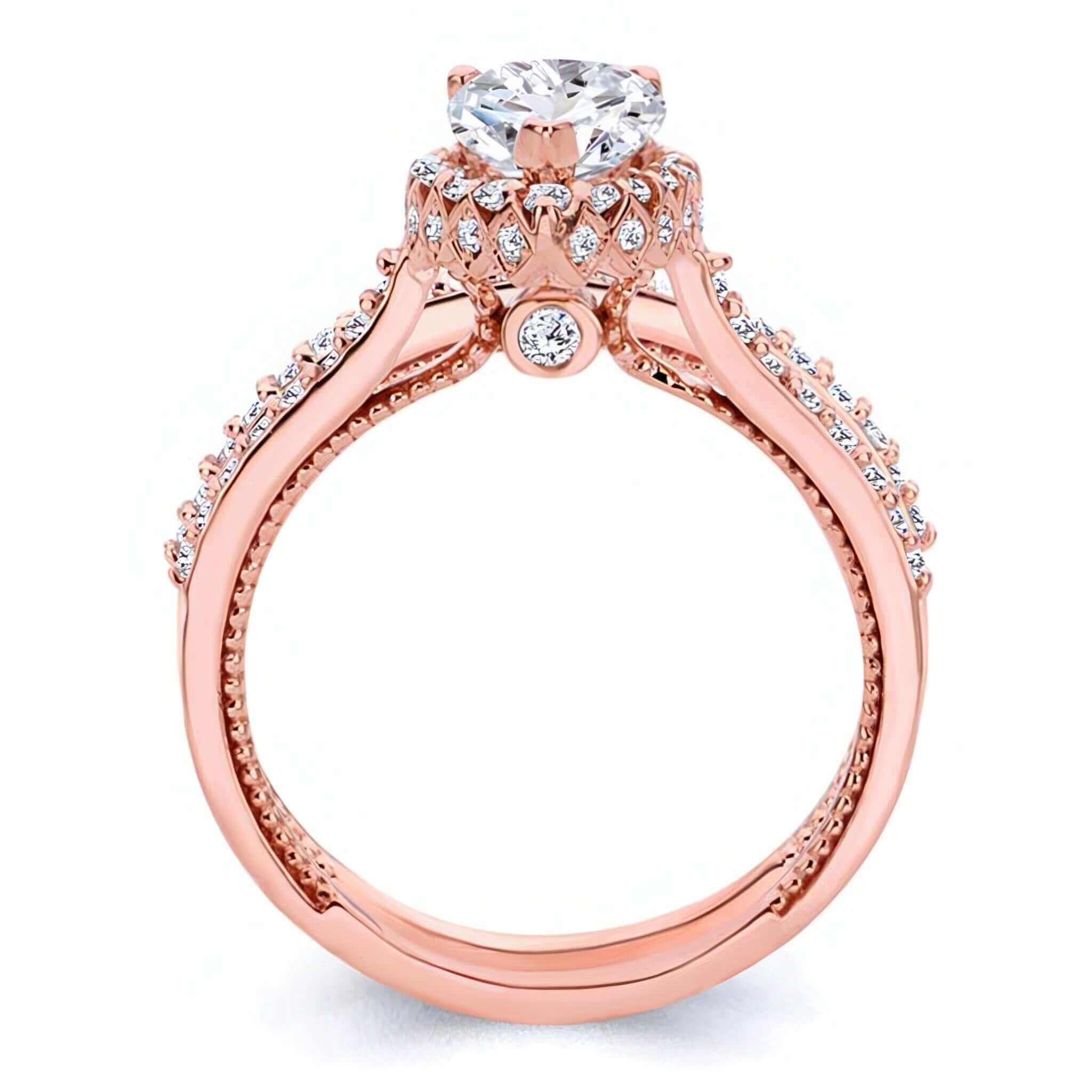 Pear Shaped Halo Ring Set