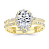 Eva 2 Carat Pear Shaped Moissanite Halo Ring Set