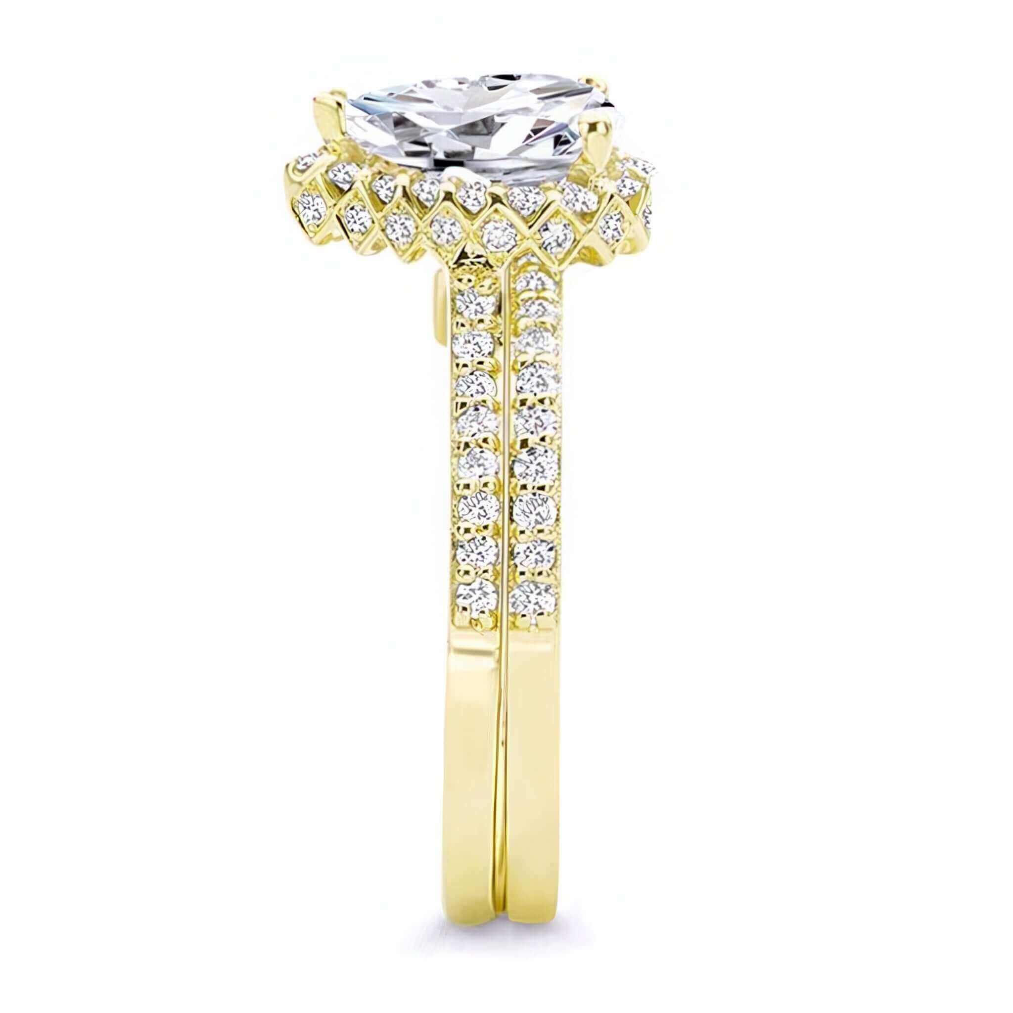 2 Carat Pear Shaped Halo Ring Set