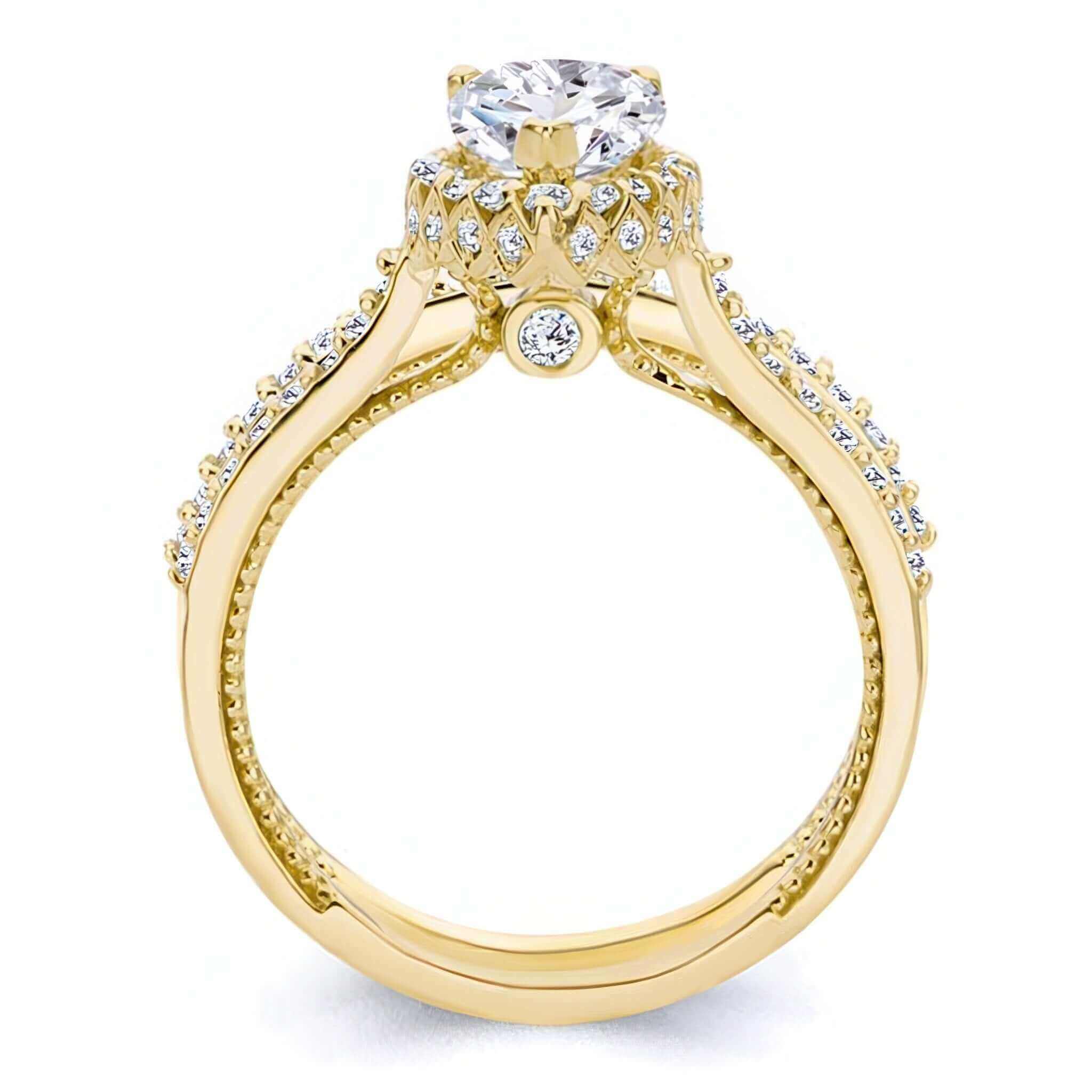 Pear Shaped Halo Ring Set