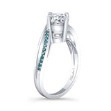 Split Shank Engagement Ring With Blue Diamonds