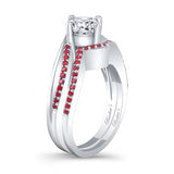 Split Shank Wedding Set With Rubies