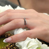 Criss Cross Black and White Diamond Promise Ring