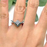 Unique Princess Cut Blue Diamond Accent Ring