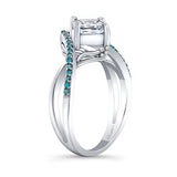 Unique Princess Cut Blue Diamond Accent Ring
