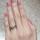 Unique Princess Cut Black Diamond Accent Ring
