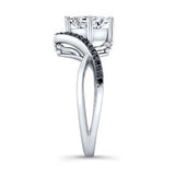 Unique Princess Cut Black Diamond Accent Ring