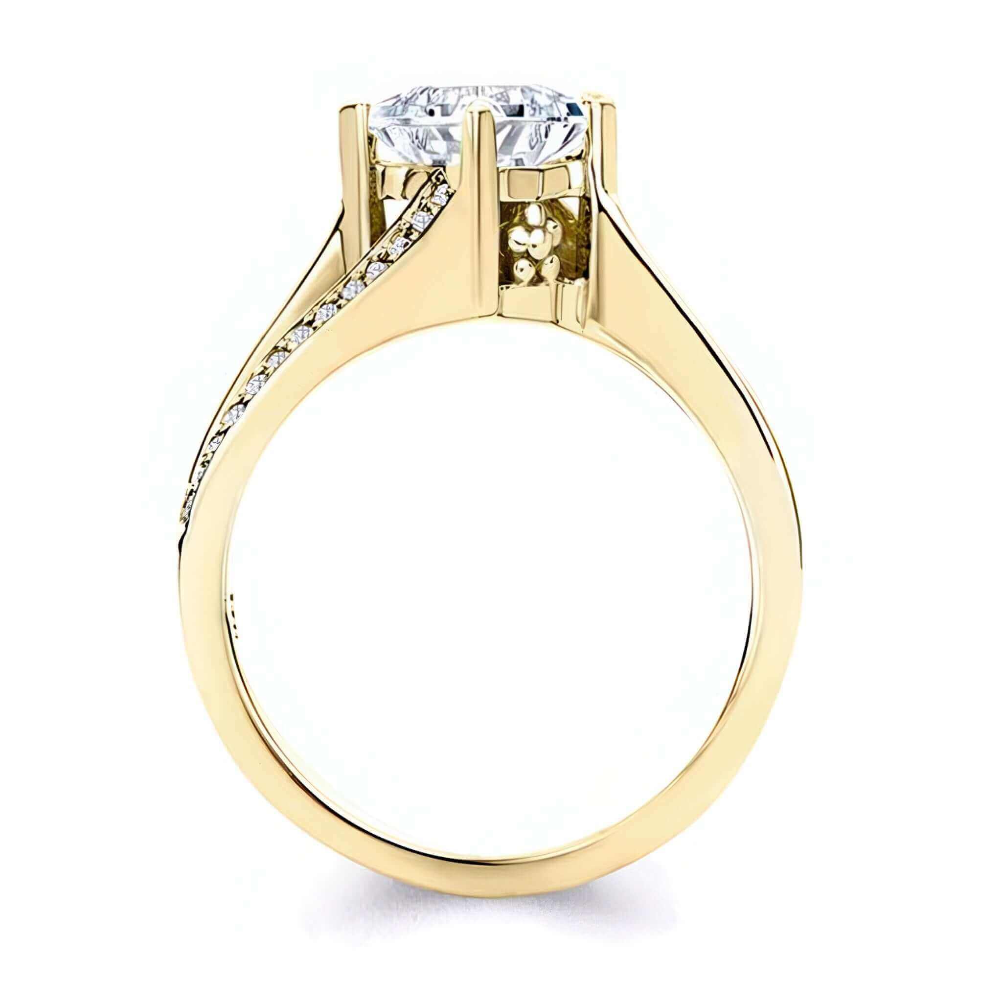 Princess Cut Moissanite Split Shank Ring