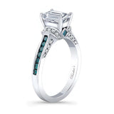 Emerald Cut Blue Diamond Accent Ring