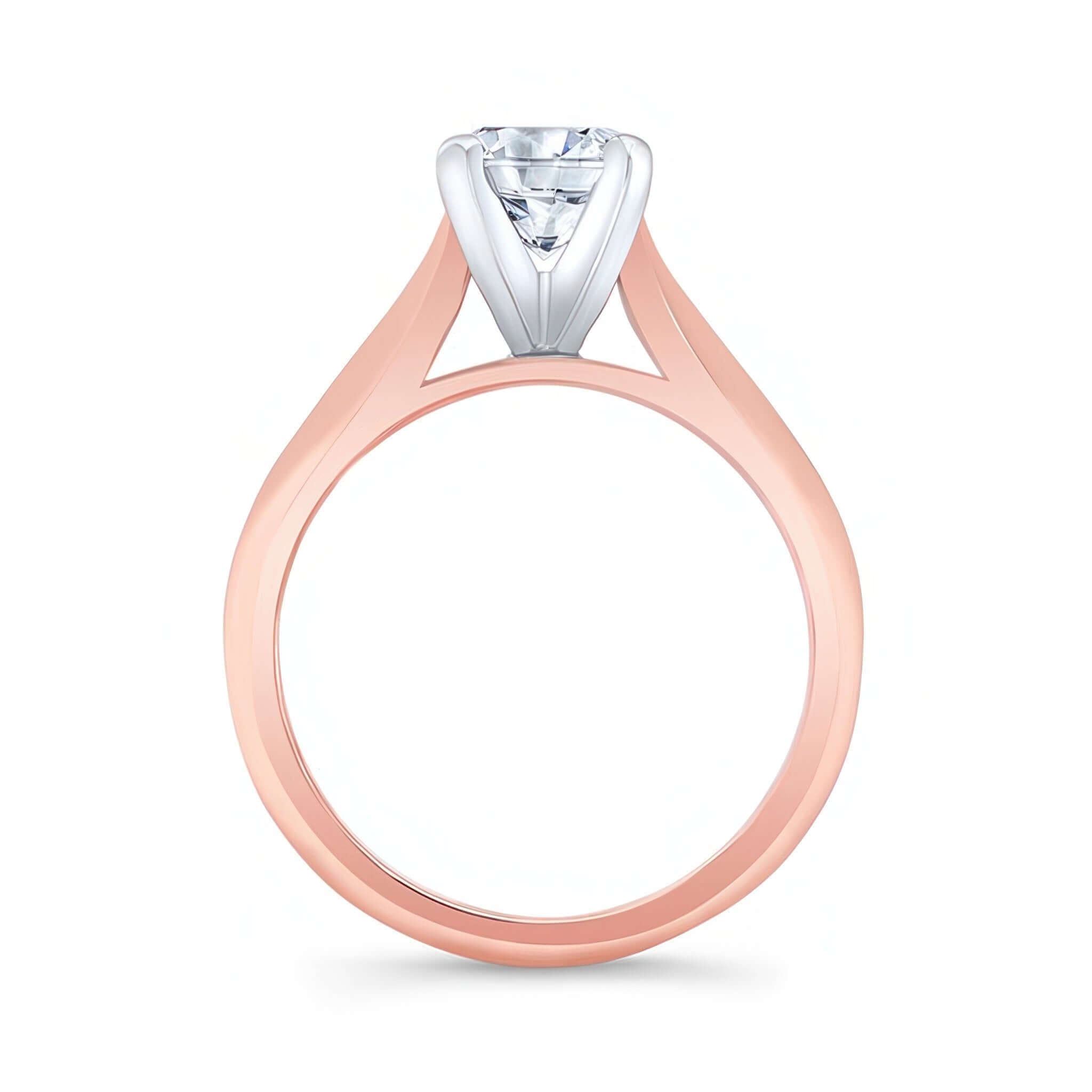 1 Carat Lab Diamond Solitaire Engagement Ring with a sleek design and simple lines, showcasing the center diamond.