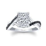 2 Carat Radiant Cut Black Diamond Accent Moissanite Ring