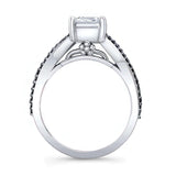 2 Carat Emerald Cut Black Diamond Accent Ring