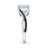 2 Carat Emerald Cut Black Diamond Accent Ring