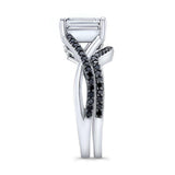 2 Carat Emerald Cut Black Diamond Accent Ring Set