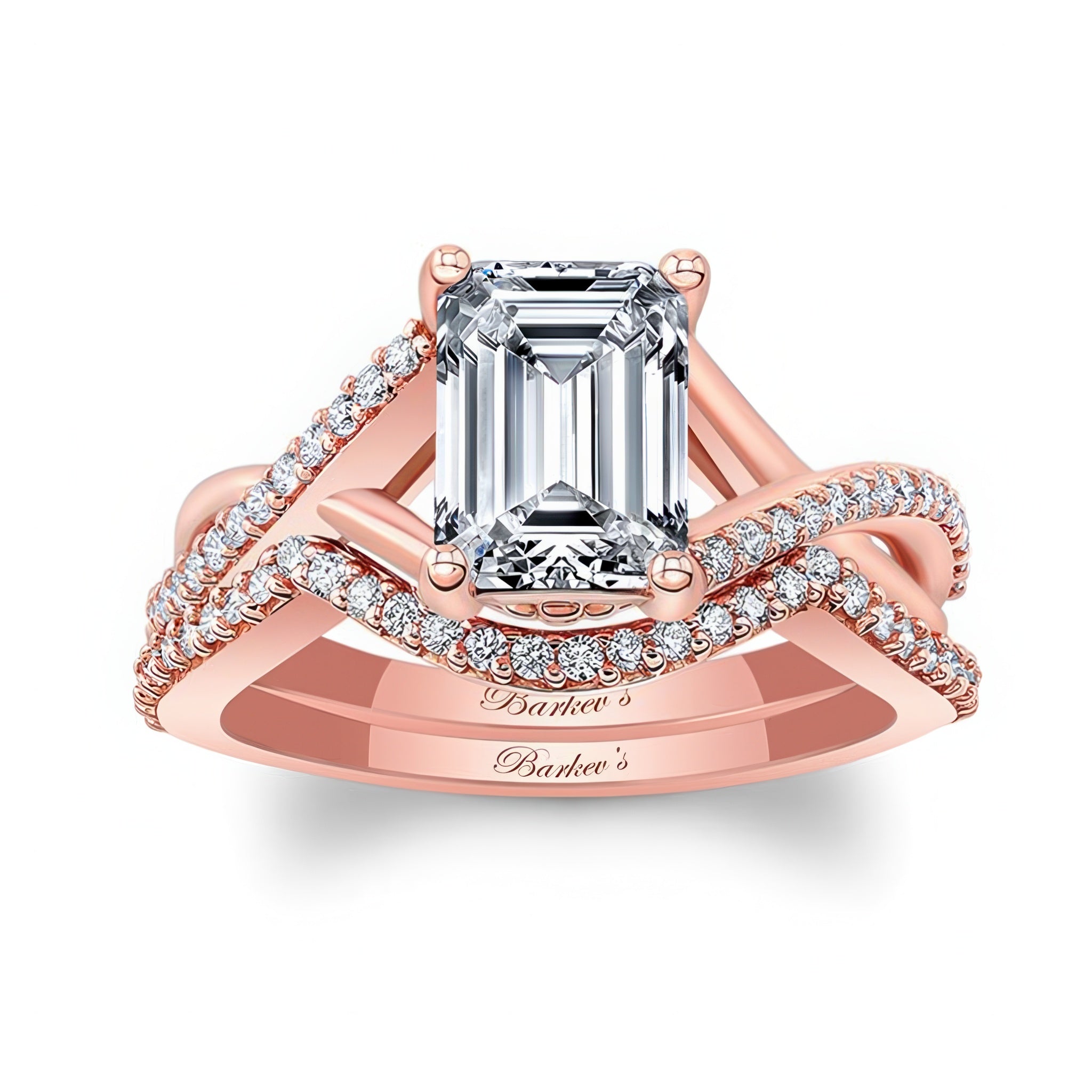 2 Carat Emerald Cut Diamond Ring Set