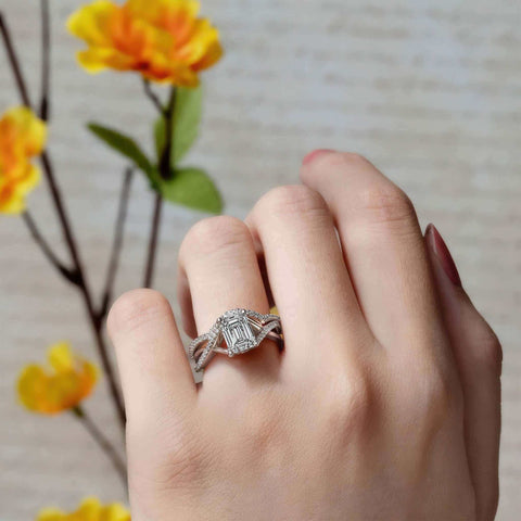 Barkev's 2 Carat Emerald Cut Lab Grown Diamond Ring Set