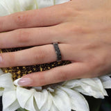 Curved Black Diamond Wedding Band