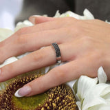 Curved Black Diamond Wedding Band