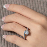 One Carat Oval Blue Diamond Accent Ring